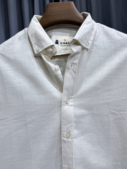 Off-White Linen (Rimi Cotton) Full Sleeve Shirt
