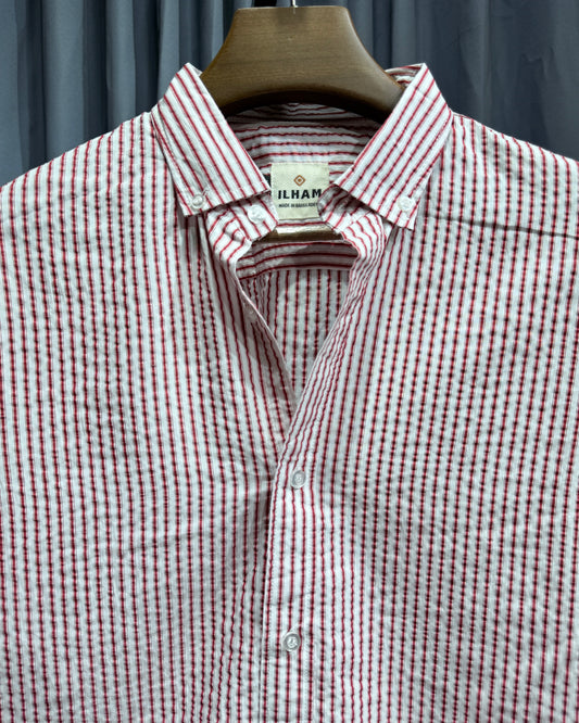 Red & White Stripe Full Sleeve Cotton Shirt