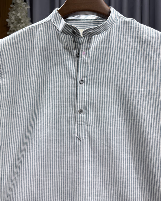 Grey & White Stripe Linen Katua
