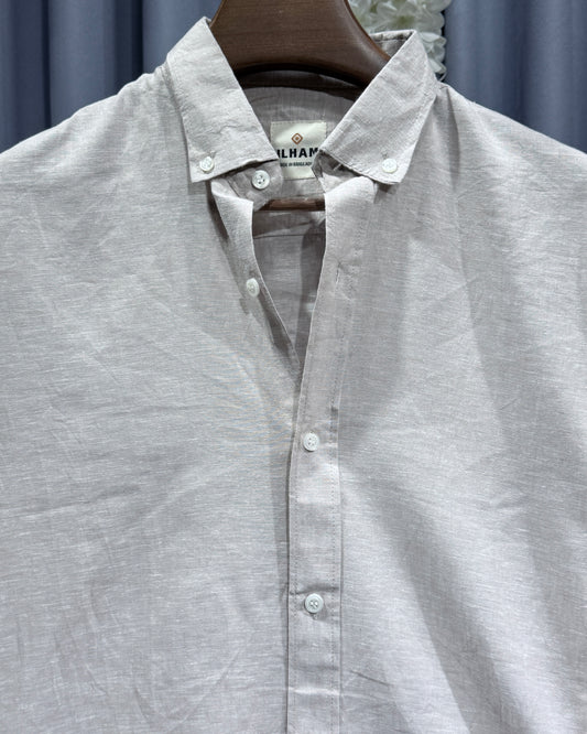 Light Beige Linen (Rimi Cotton) Full Sleeve Shirt
