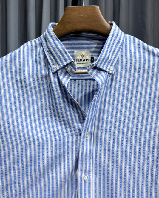 Ocean Blue Stripe Full Sleeve Cotton Shirt