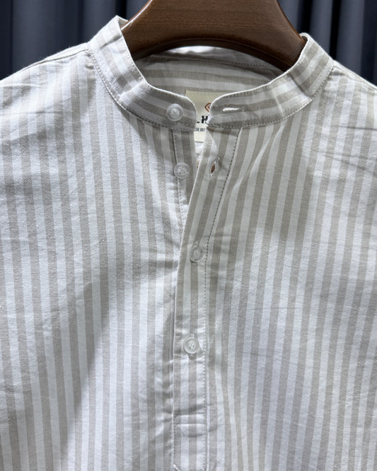Beige & White Oxford Cotton Striped Katua