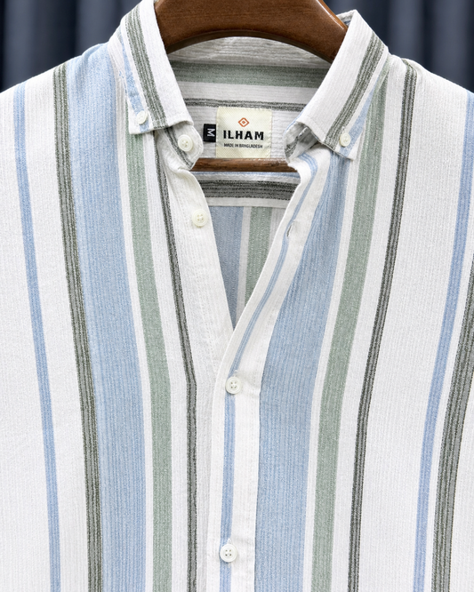 Blue & Green Striped Shirt