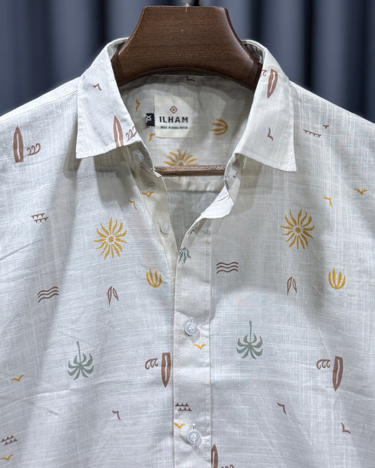 Ivory Desert Print Half Sleeve Shirt