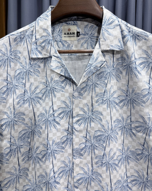 Palm Paradise Cuban Half Shirt