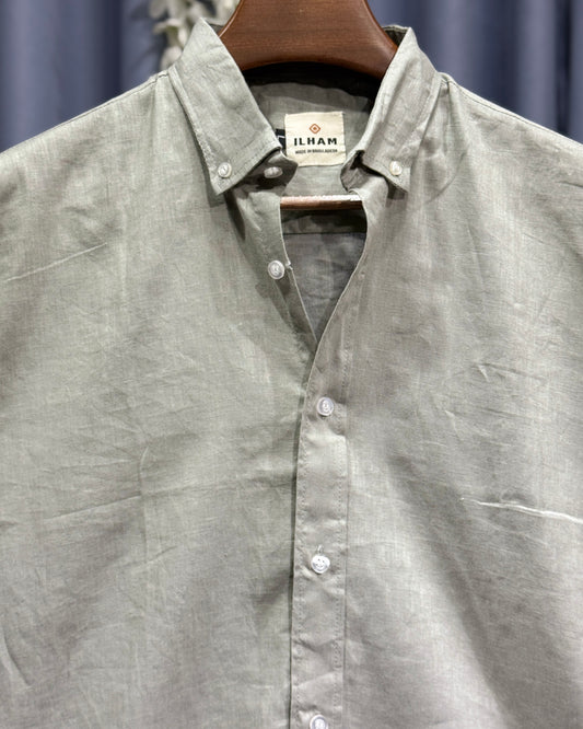 Light Gray Linen (Rimi Cotton) Full Sleeve Shirt