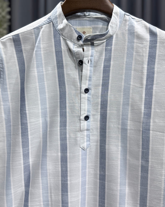 Blue & Grey Stripe Linen Katua