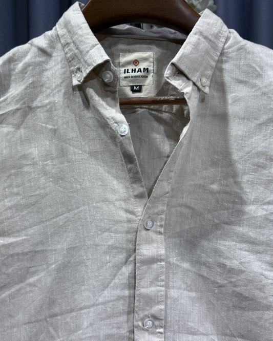 Stone Gray Linen (rimi cotton) Full Sleeve Shirt